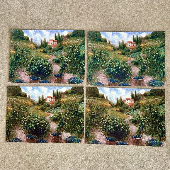 Placemats NWOT stunning vineyard art design. Never used. 13x15”. Fabric - Picture 3 of 5